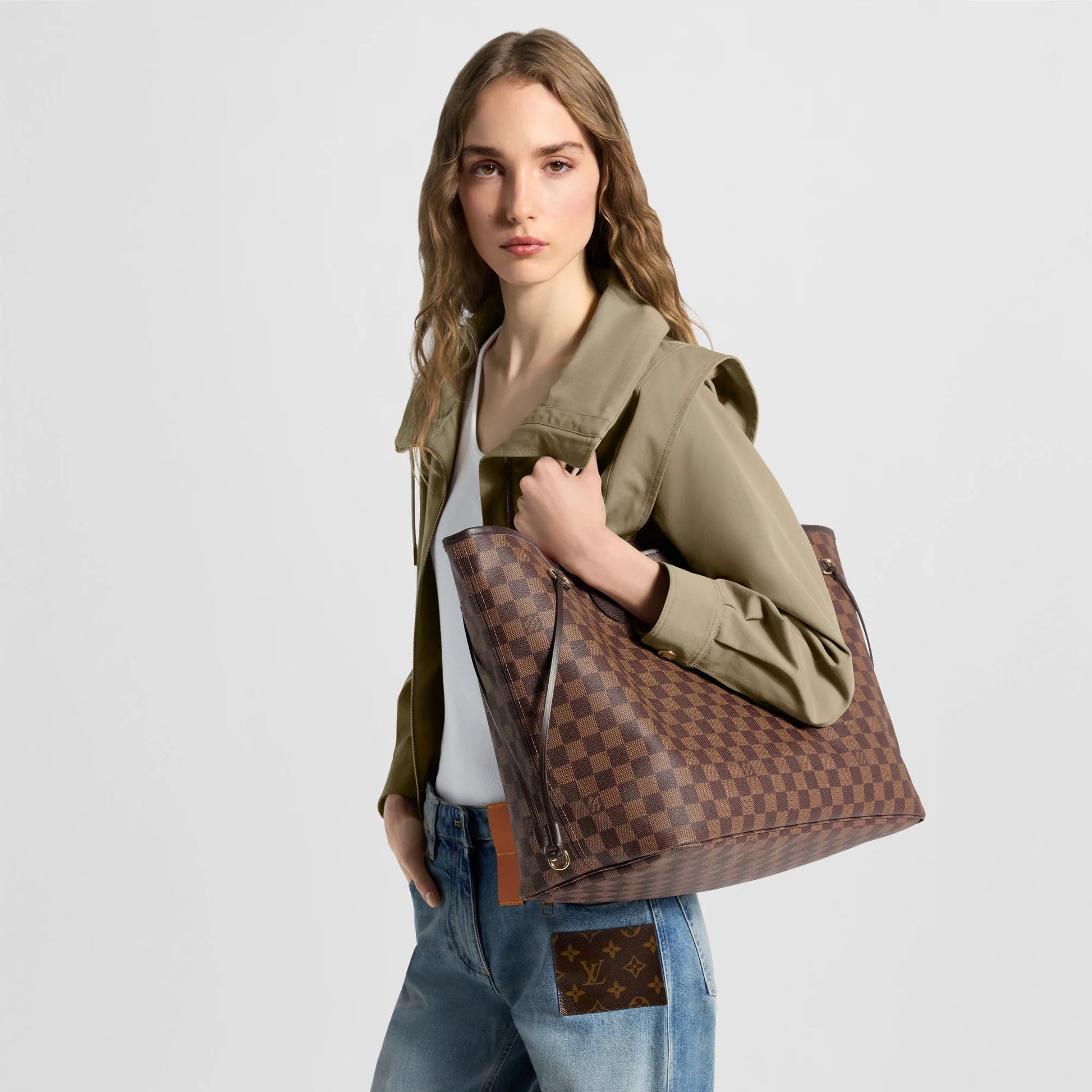 Women's Neverfull GM Damier Ebene Dark Chocolate Tote Bag