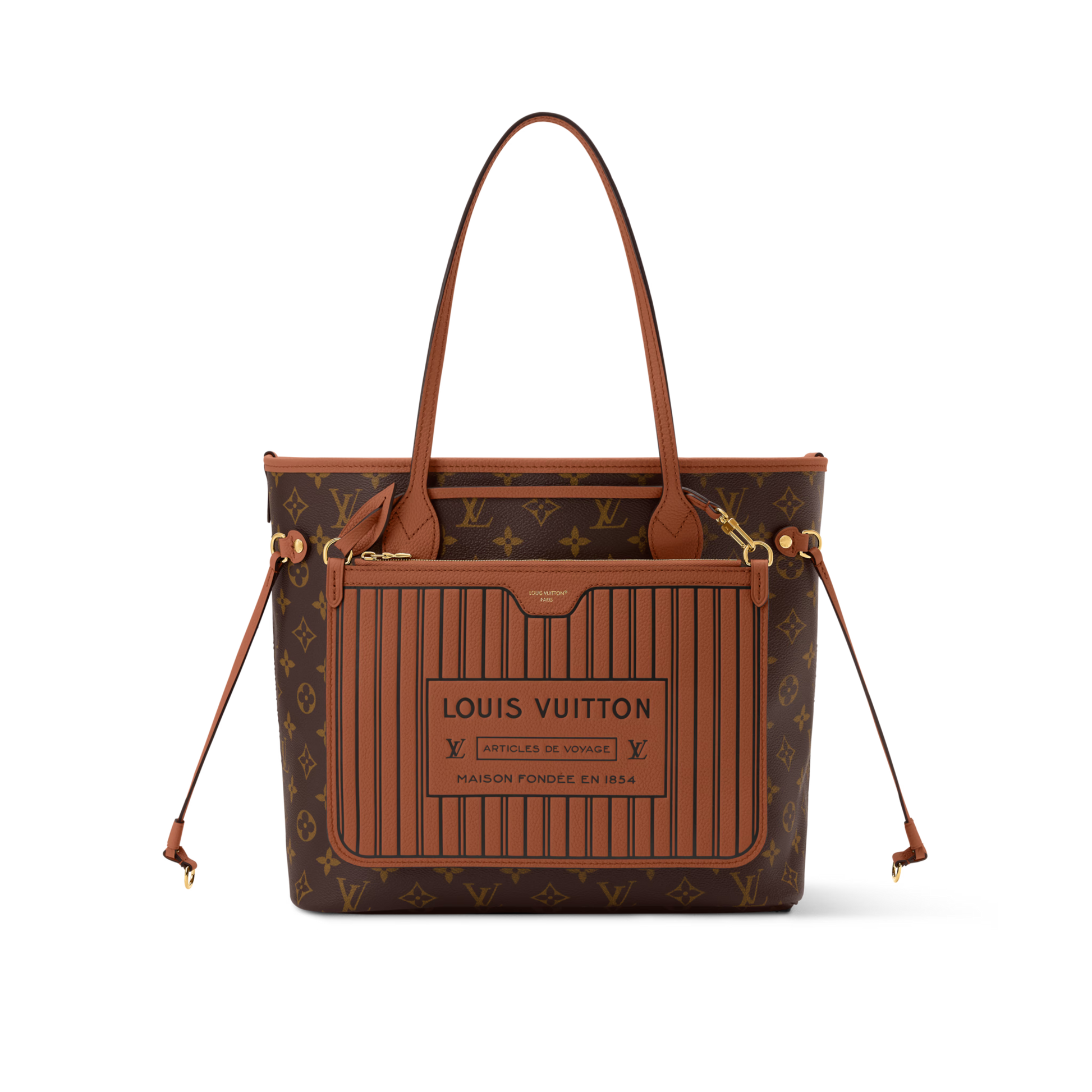 Neverfull Inside Out MM Monogram Coated Canvas Tan Gold-Toned Hardware