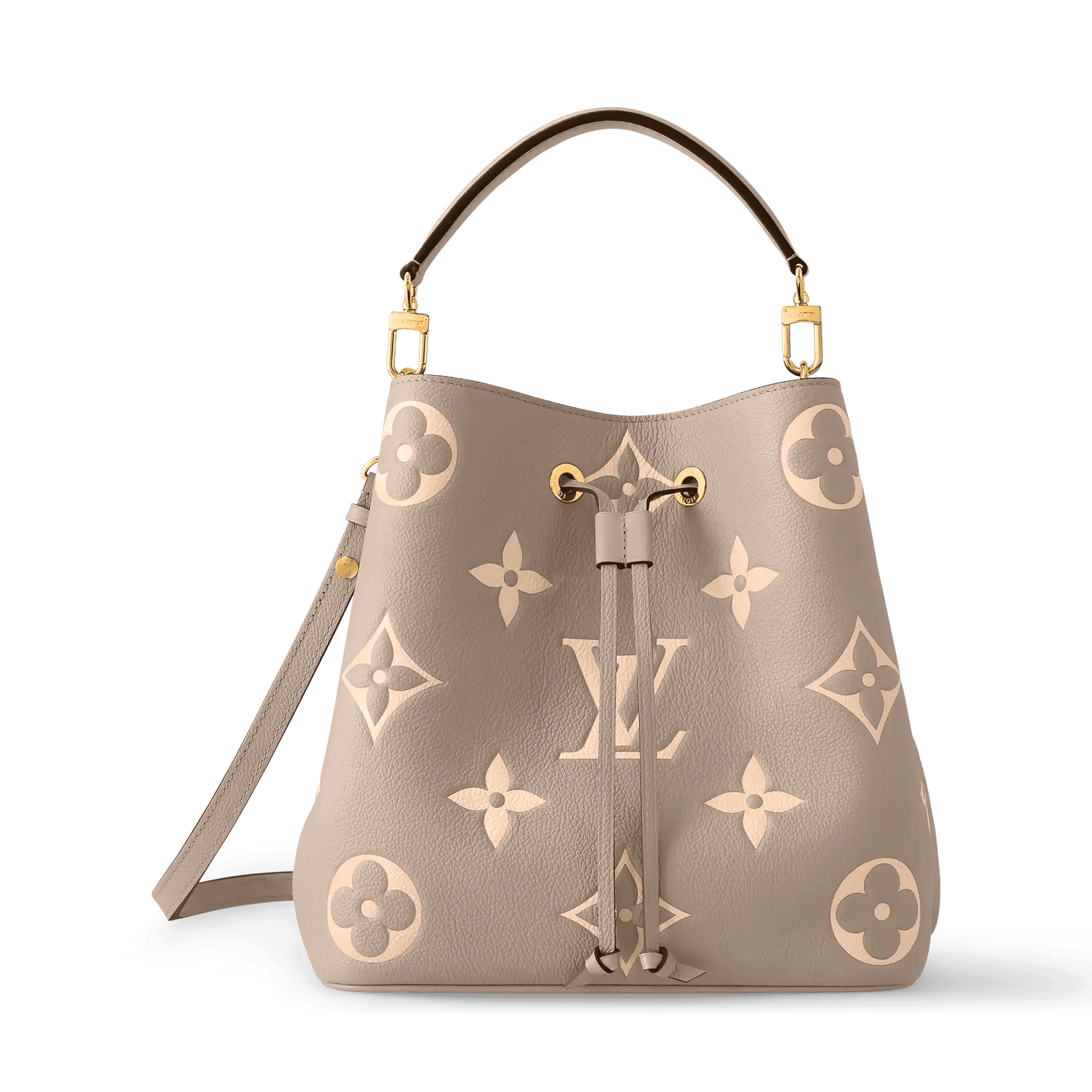 NéoNoé MM Bicolor Monogram Empreinte Leather Tourterelle Gray Gold-Toned Hardware