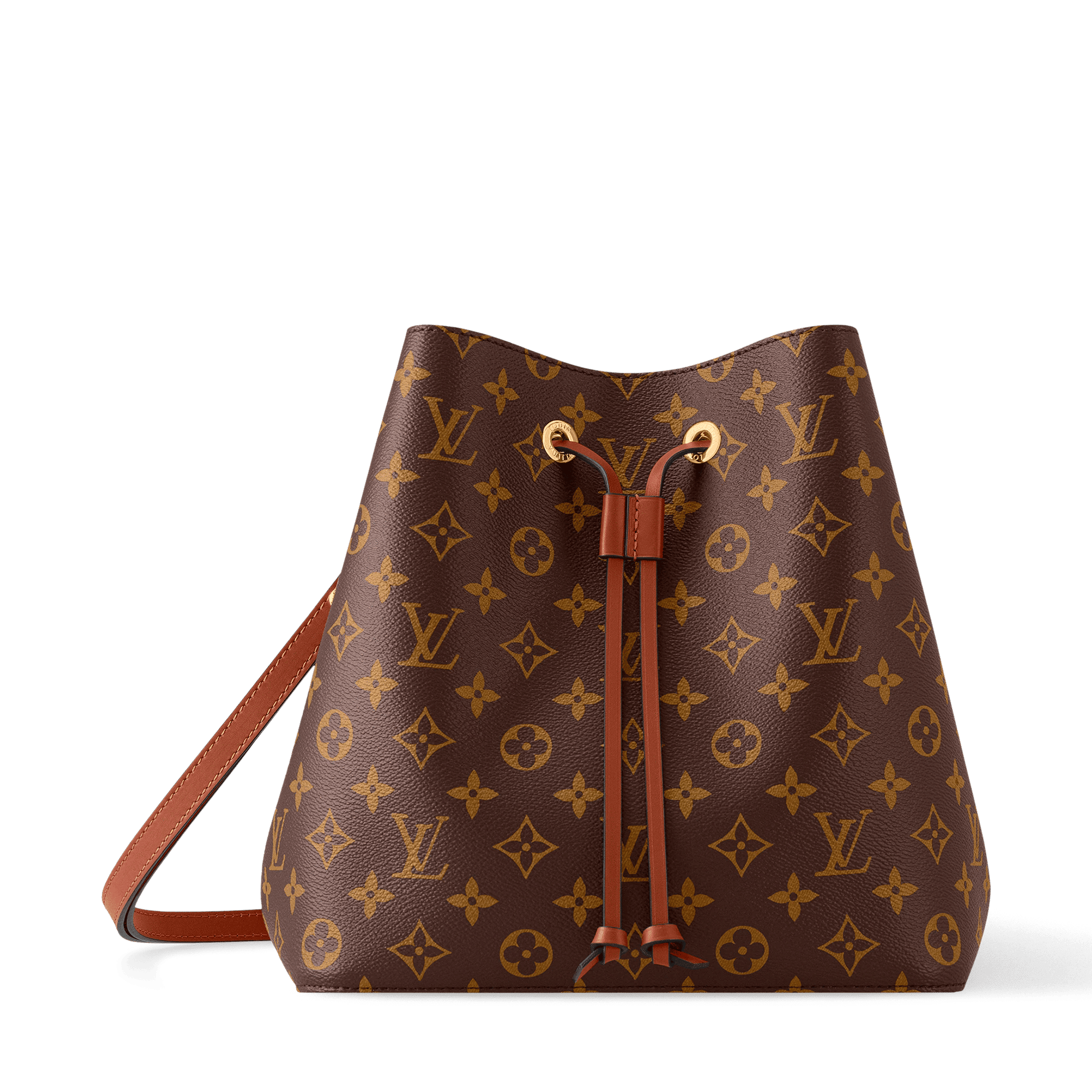 NéoNoé MM Monogram Coated Canvas Caramel Gold-Toned Hardware