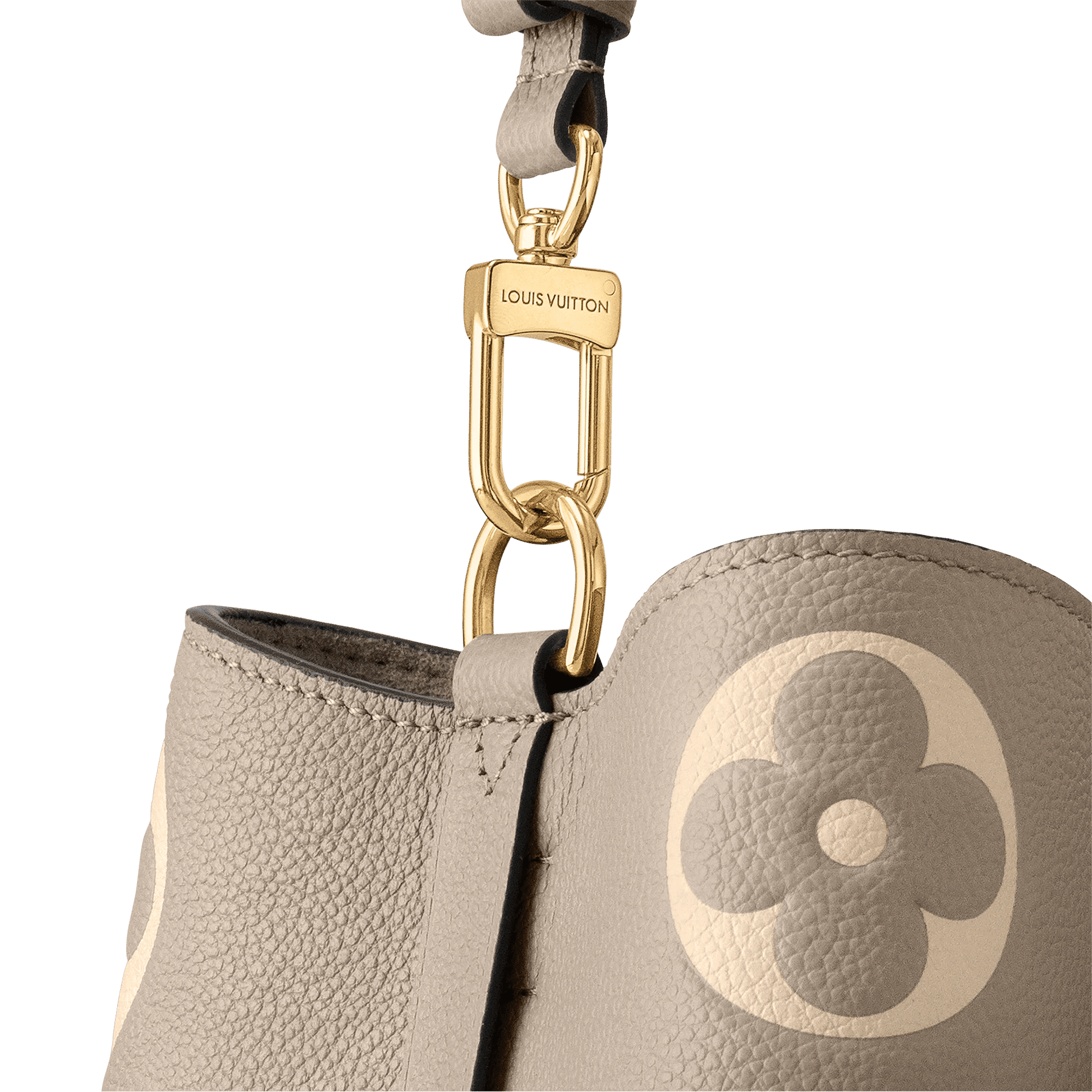 NéoNoé MM Bicolor Monogram Empreinte Leather Tourterelle Gray Gold-Toned Hardware