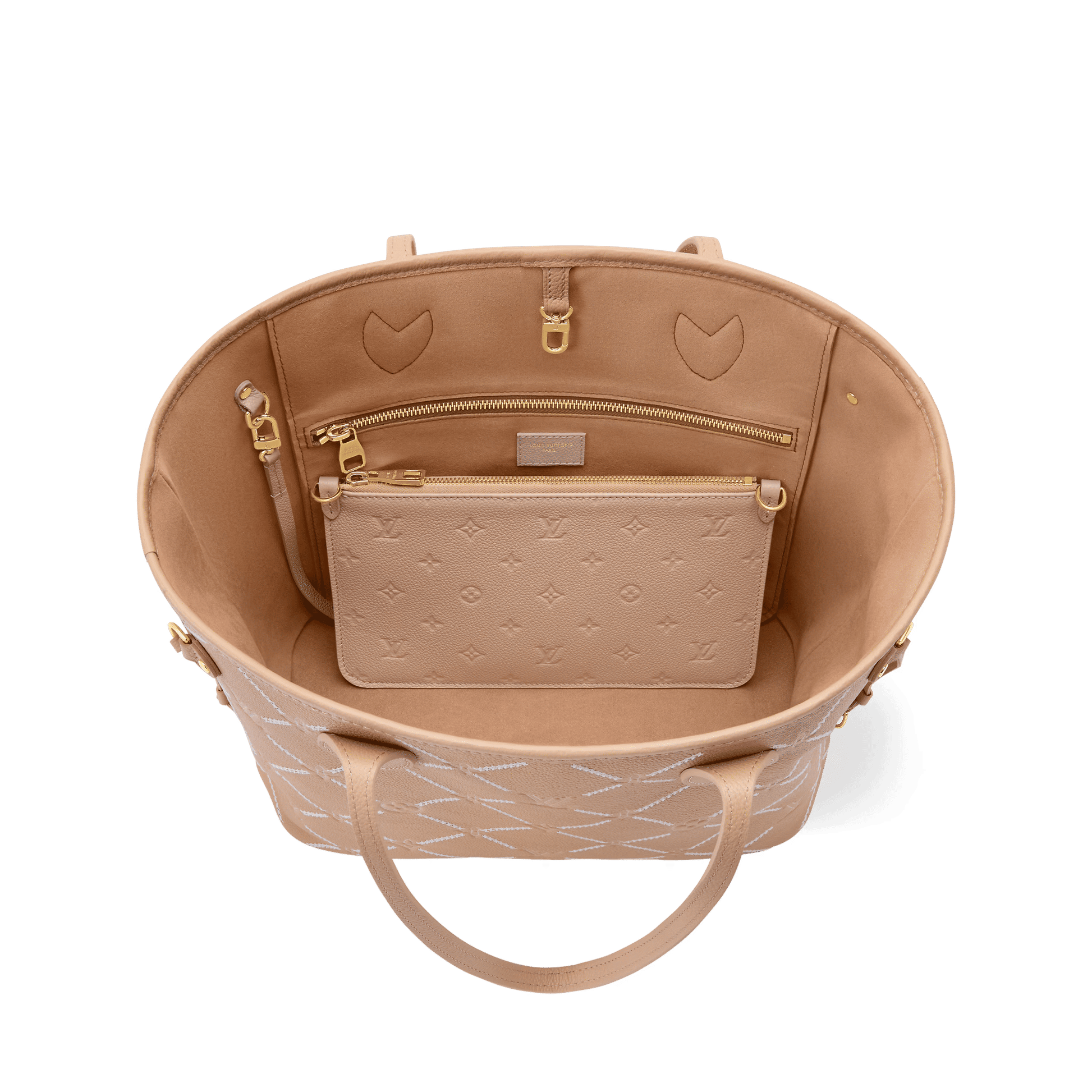 Neverfull MM Monogram Empreinte Couture Leather Tote Hazelnut Gold-Toned Hardware