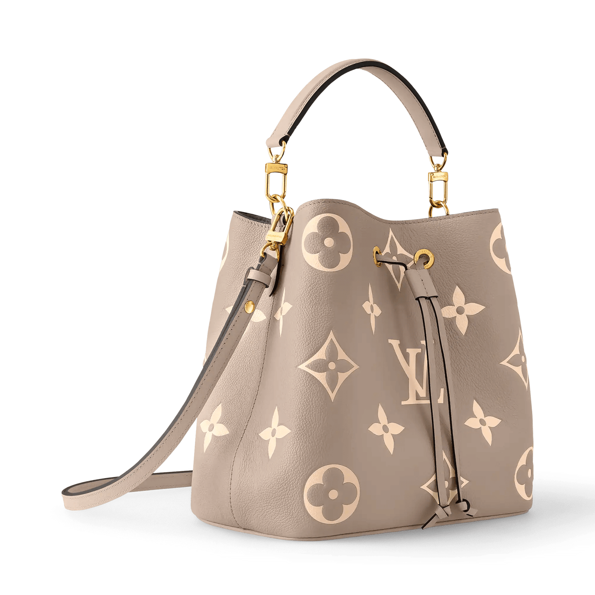 NéoNoé MM Bicolor Monogram Empreinte Leather Tourterelle Gray Gold-Toned Hardware