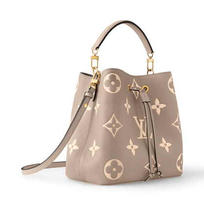 NéoNoé MM Bicolor Monogram Empreinte Leather Tourterelle Gray Gold-Toned Hardware