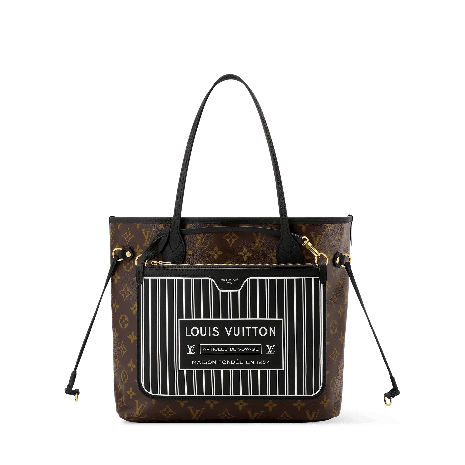 Neverfull Inside Out MM Monogram Coated Canvas Black Cowhide Leather Gold-Toned Hardware