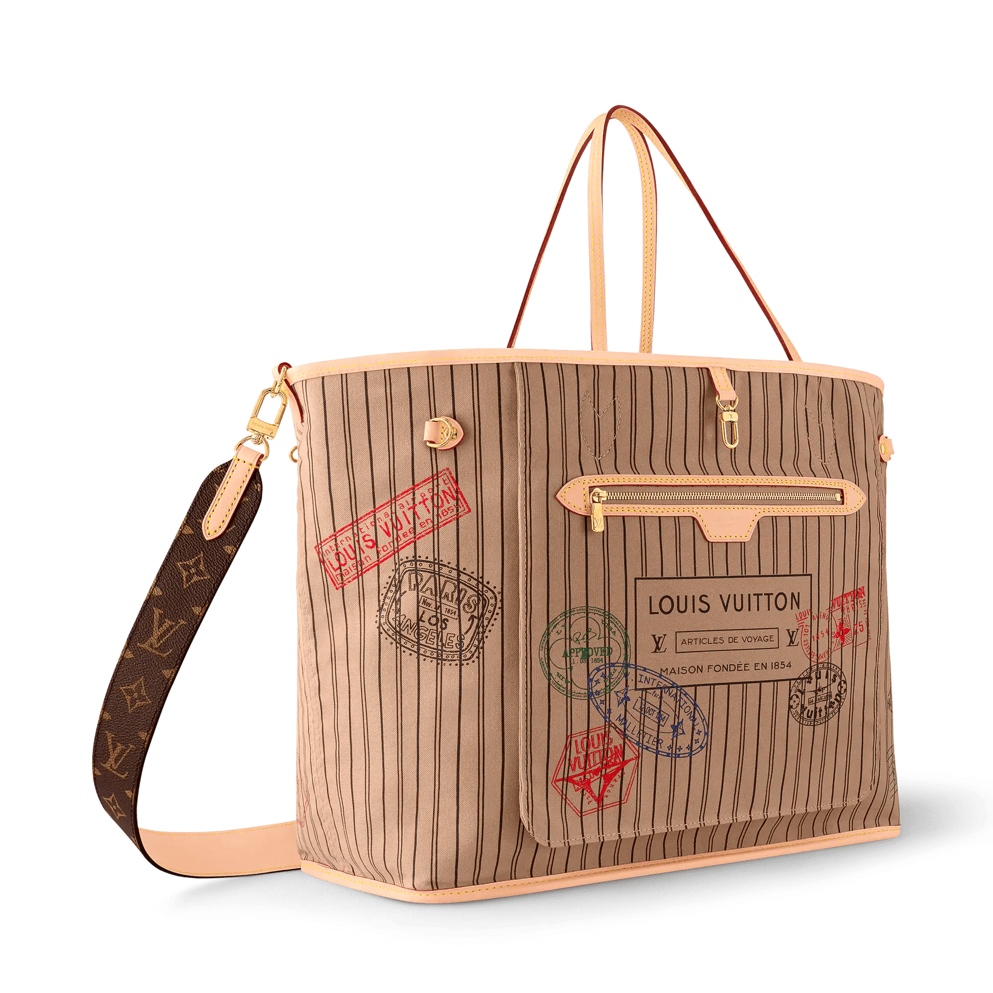 Neverfull Bandoulière Inside Out GM Monogram Coated Canvas Gold-Toned Hardware