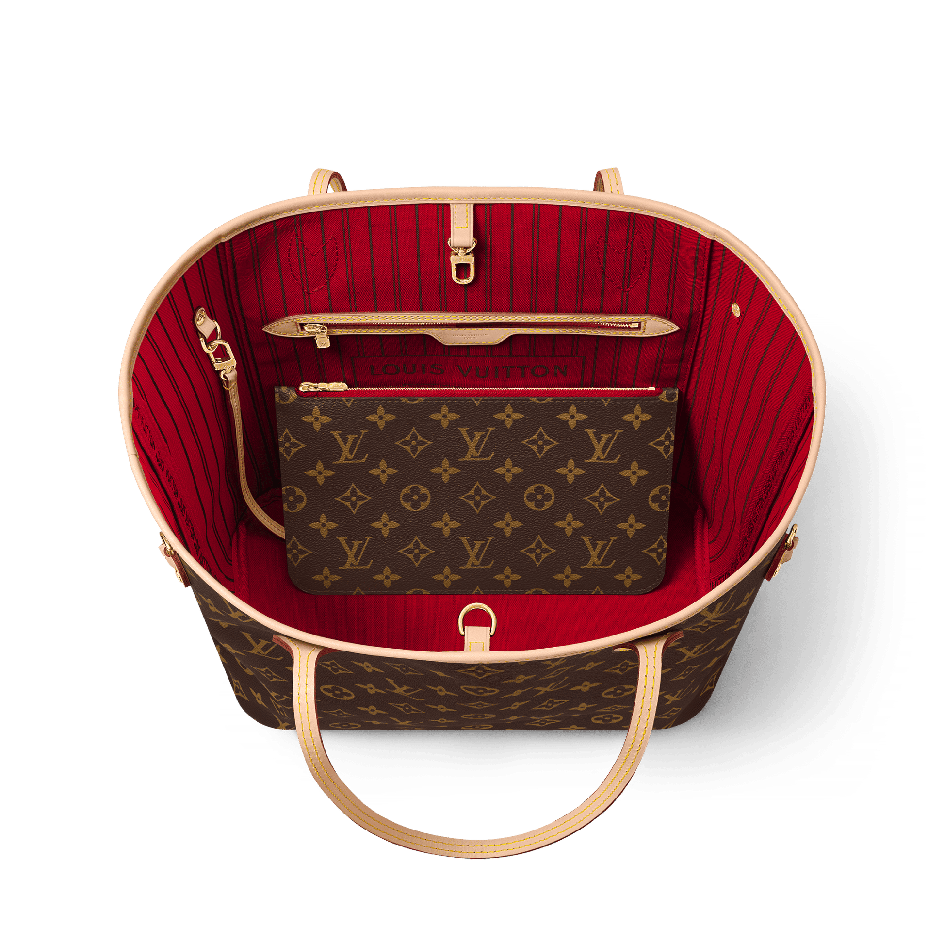 Women's Neverfull MM Tote Monogram Canvas Cherry