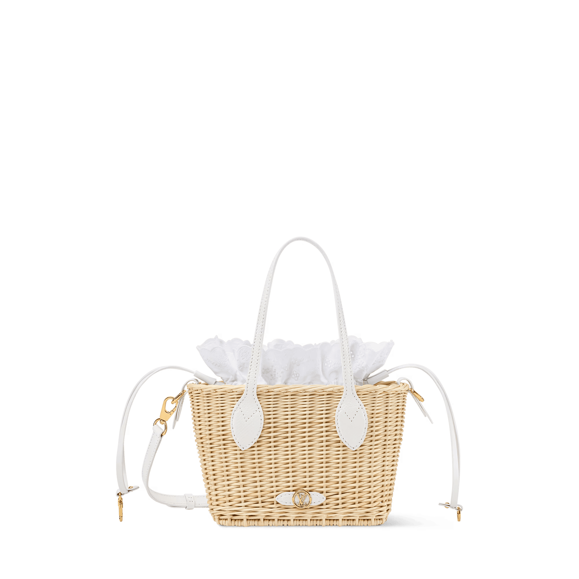 Neverfull BB Woven Wicker Bag Off White Gold-Toned Hardware