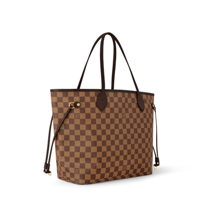Neverfull MM Damier Ebene Coated Canvas Rose Ballerine Gold-Toned Hardware
