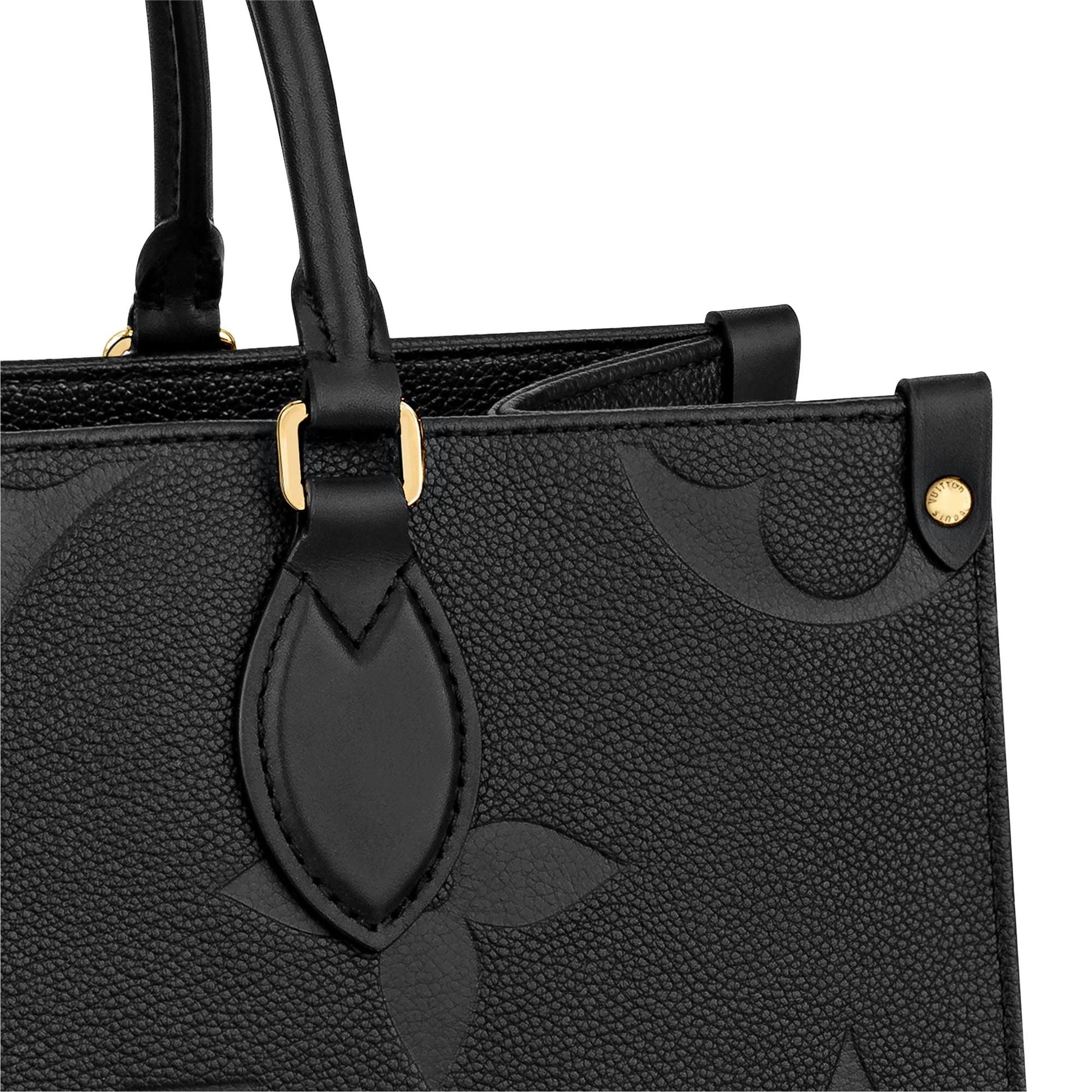 Women's Onthego MM Black Monogram Empreinte Leather Tote Bag M45595