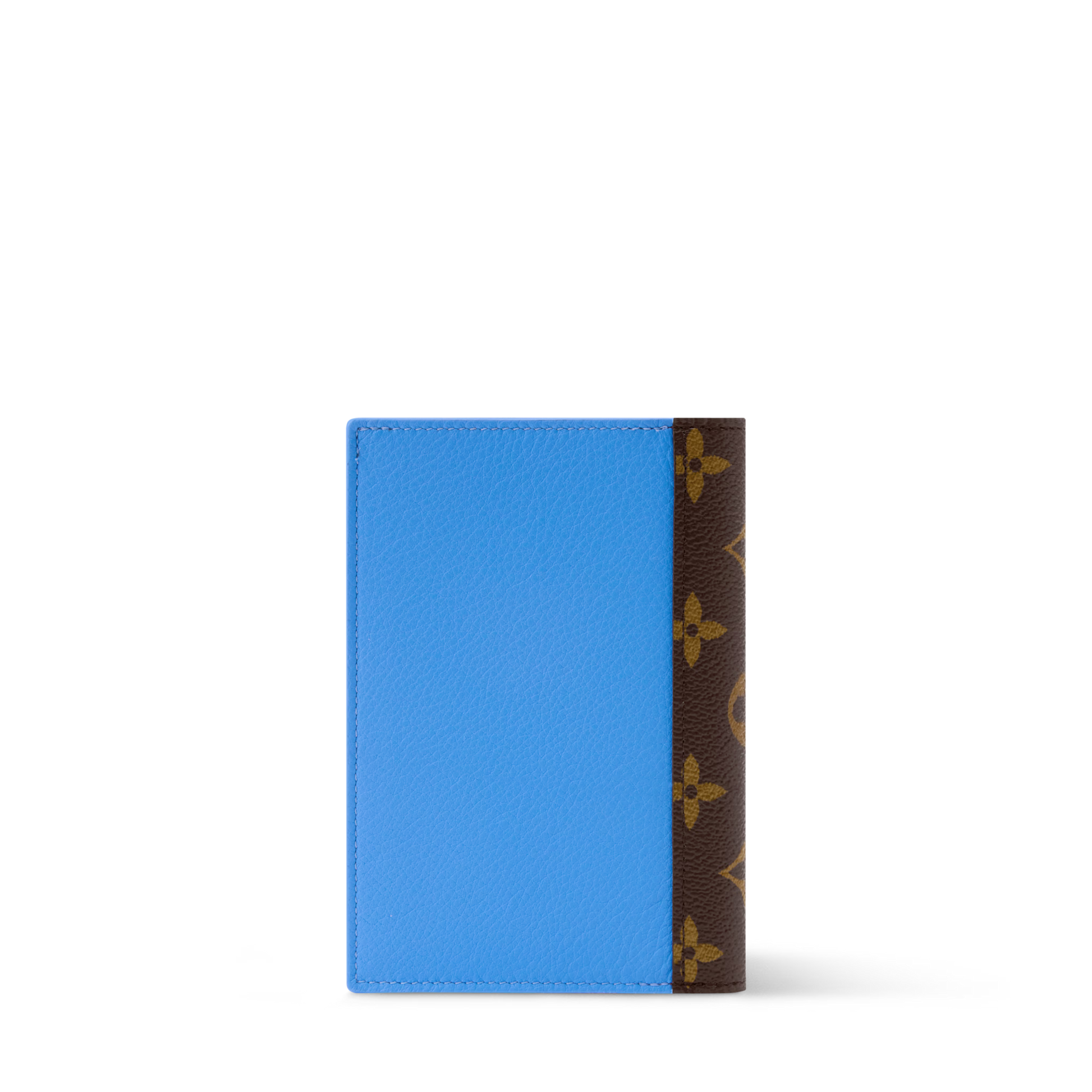 Passport Cover Bleu Paris Cowhide Leather Monogram Canvas Trim