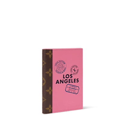 Passport Cover Rose Los Angeles Cowhide Leather Monogram Canvas Trim