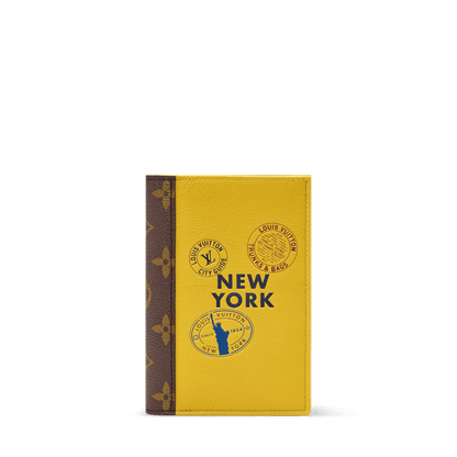 Passport Cover Yellow New York Cowhide Leather Monogram Canvas Trim