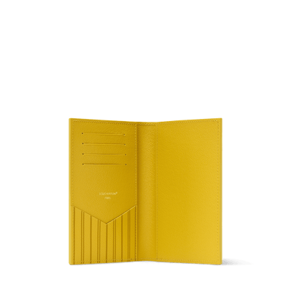 Passport Cover Yellow New York Cowhide Leather Monogram Canvas Trim