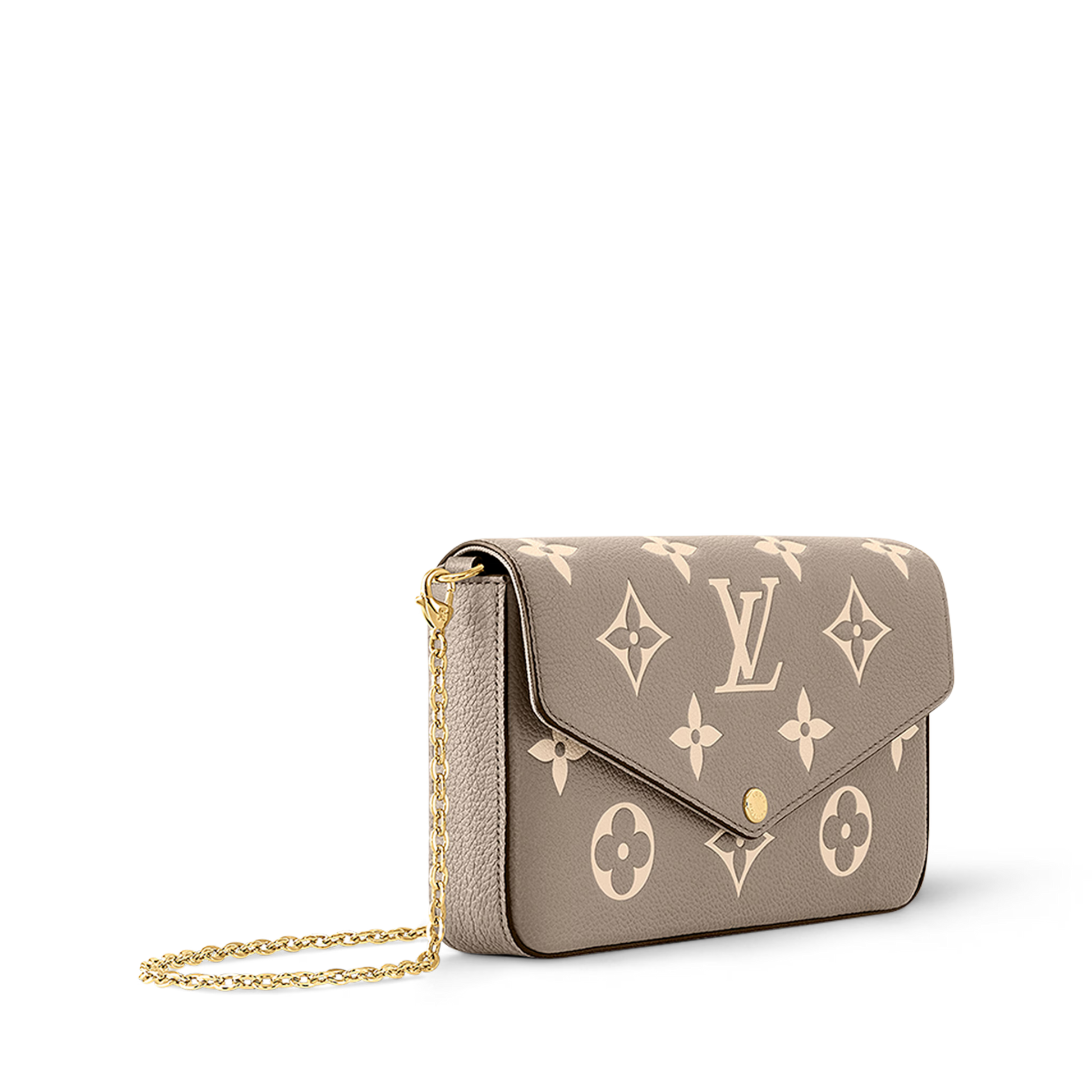 Pochette Félicie Monogram Empreinte Leather Dove/Cream Gold-Toned Hardware