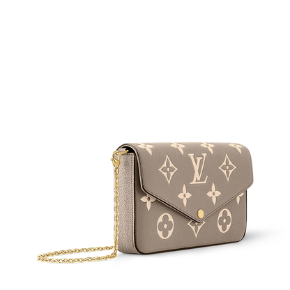 Pochette Félicie Monogram Empreinte Leather Dove/Cream Gold-Toned Hardware