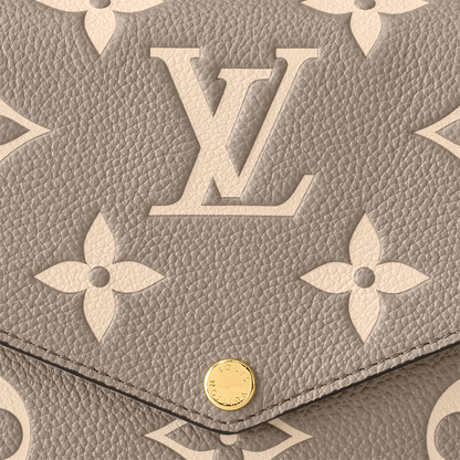 Pochette Félicie Monogram Empreinte Leather Dove/Cream Gold-Toned Hardware