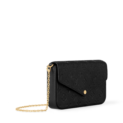 Pochette Félicie Monogram Empreinte Leather Black Gold-Toned Hardware