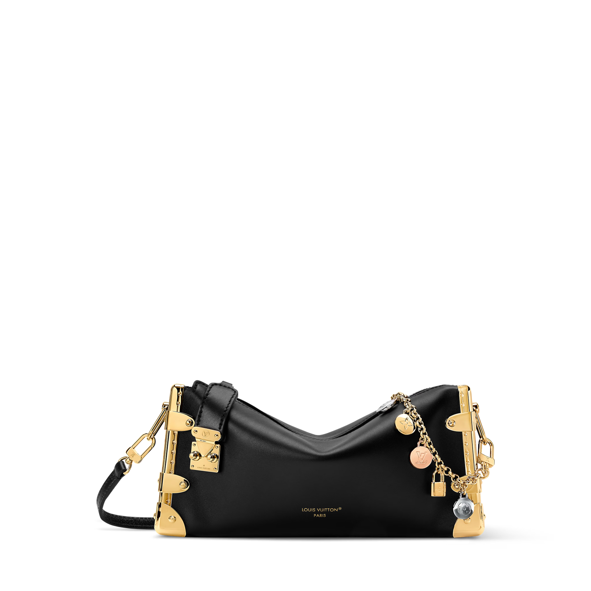 Slim Trunk Calf Leather Black Gold-Toned Hardware