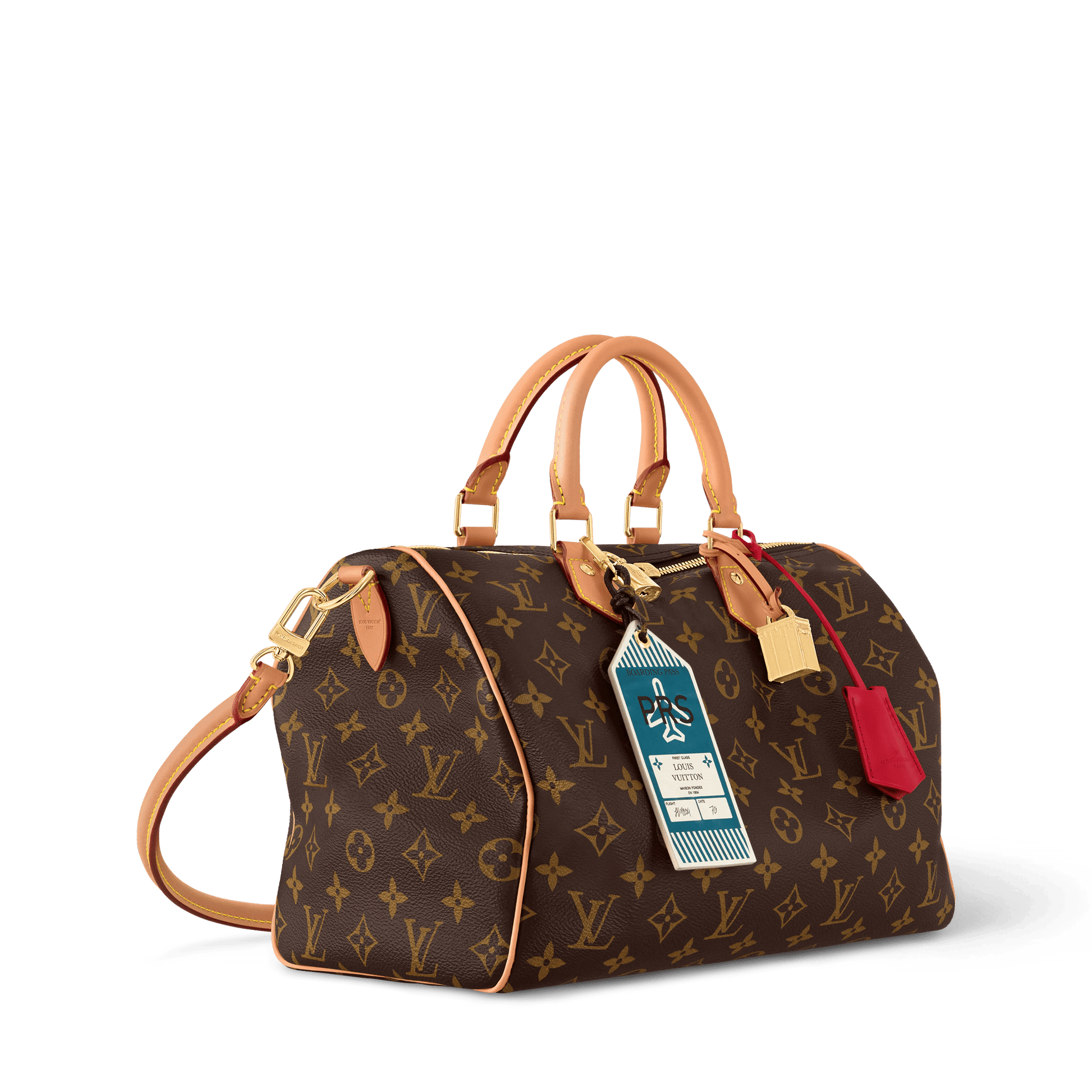 Women's Speedy Soft 30 Crafty Monogram Red Tote Bag