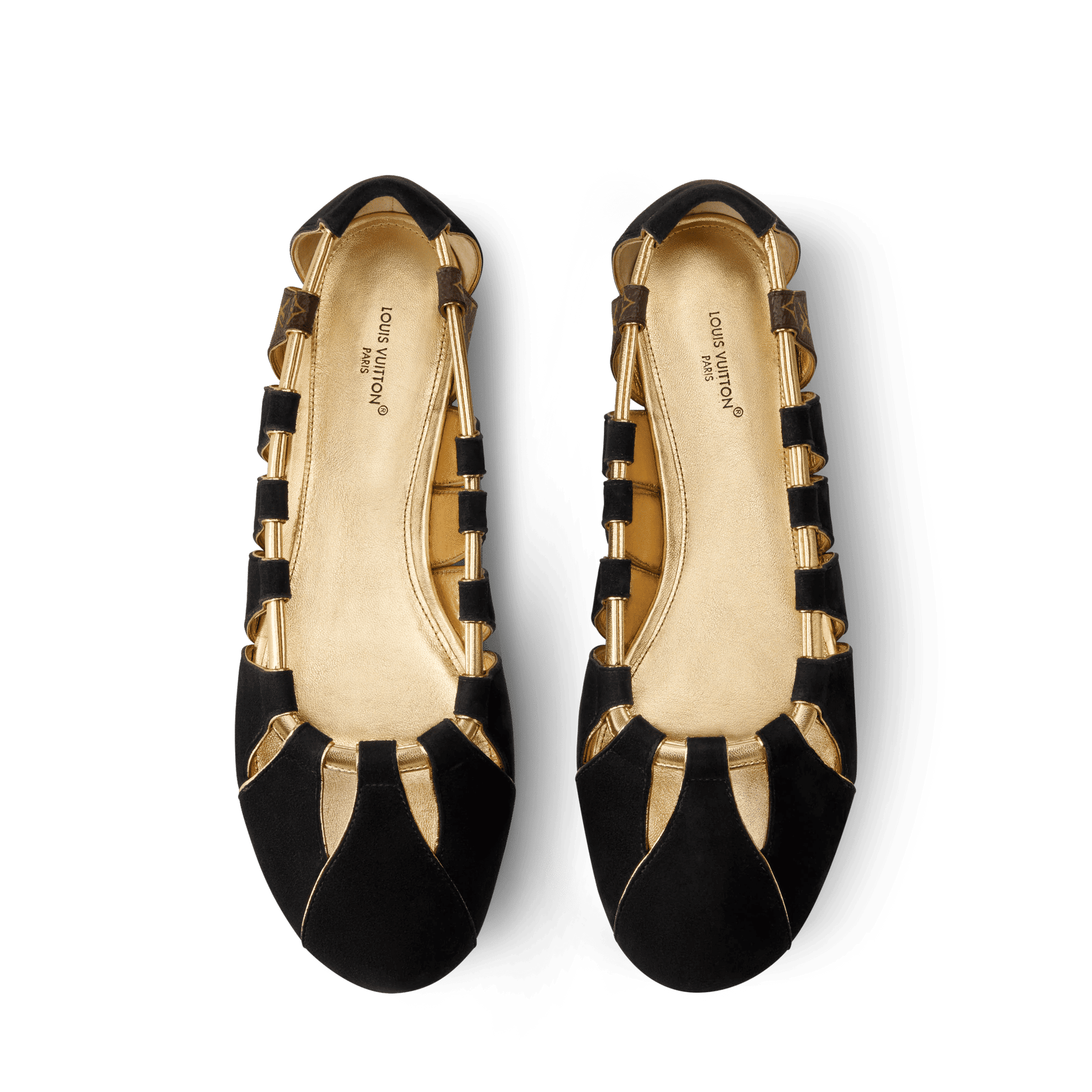 Women's Spike Flat Ballerina Black Suede Metallic Calf Leather 1AJLU9