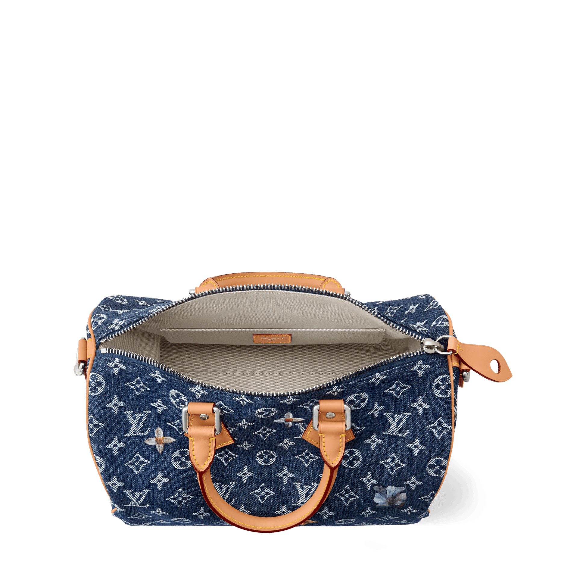 Men's Speedy 30 Bandoulière Bag Monogram Flowers Denim