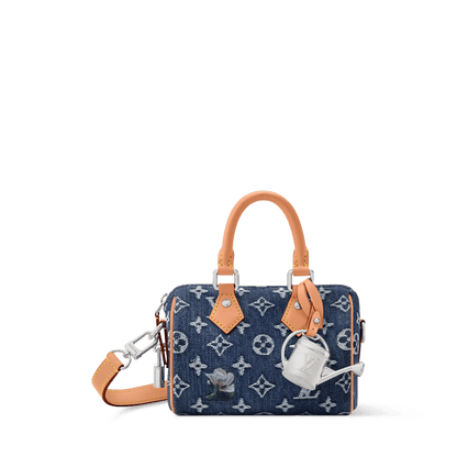 Speedy 18 Bandoulière Bag Monogram Flowers Denim