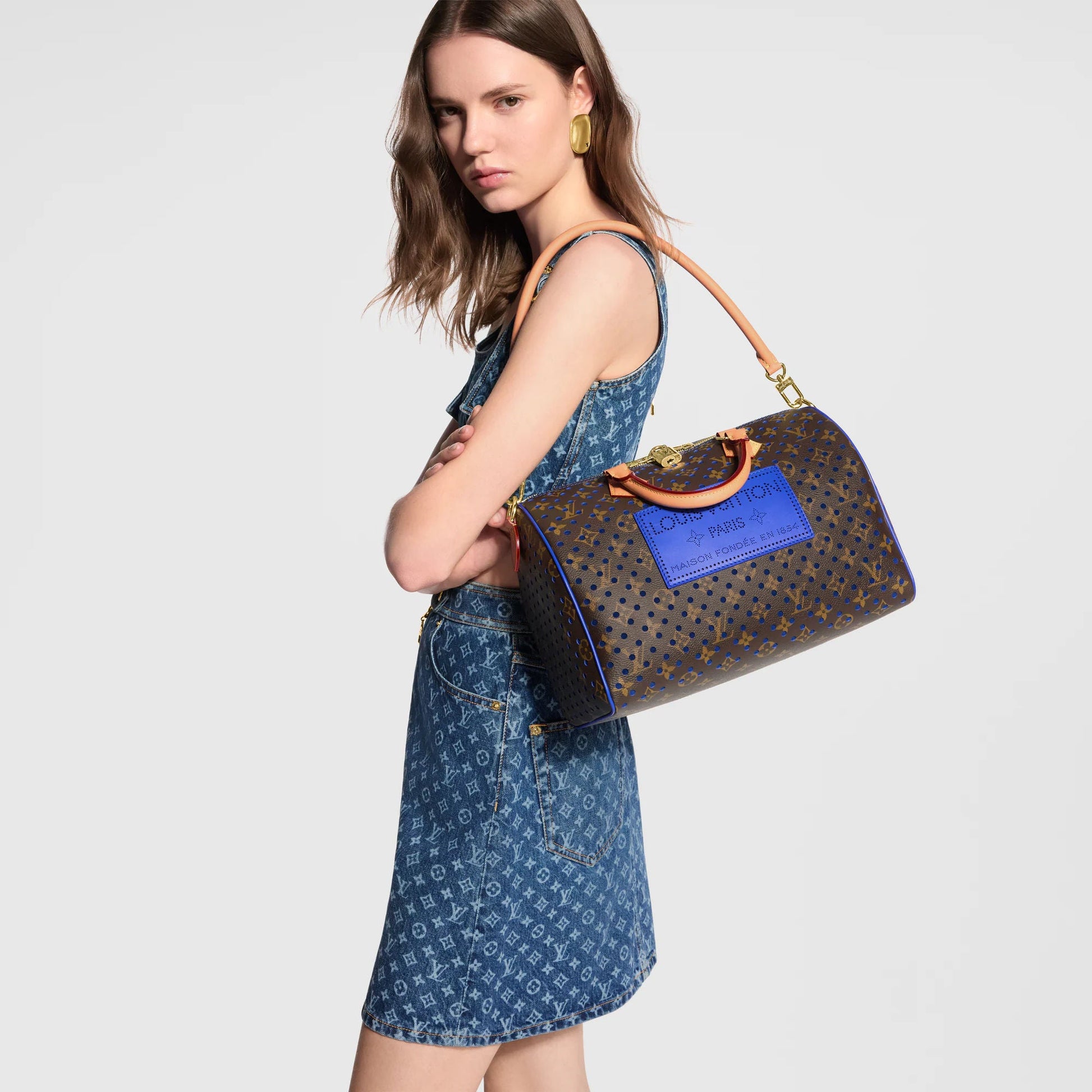 Women's Speedy Soft 30 Monogram Perfo Neon Wave Canvas Handbag