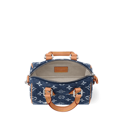 Speedy 18 Bandoulière Bag Monogram Flowers Denim