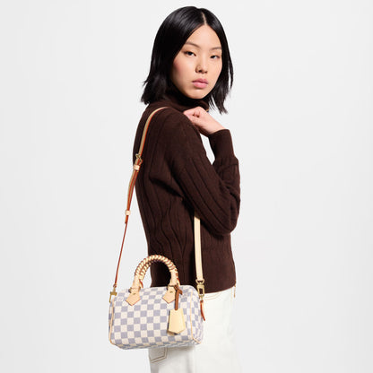 Speedy Bandoulière 20 Damier Azur Coated Canvas Banana Yellow Gold-Toned Hardware