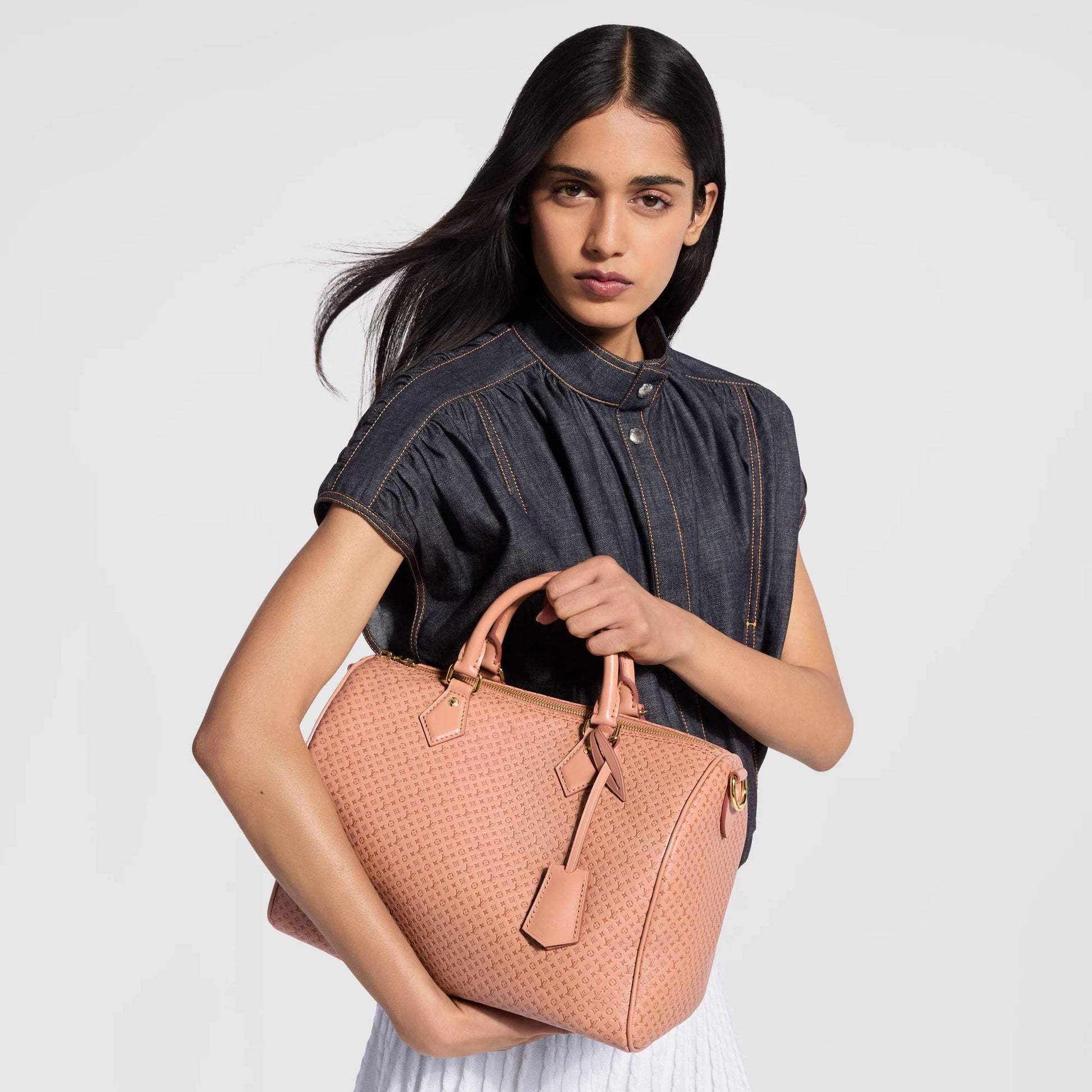 Women's Speedy Soft 30 Minigram Hazelnut Calfskin Tote Bag