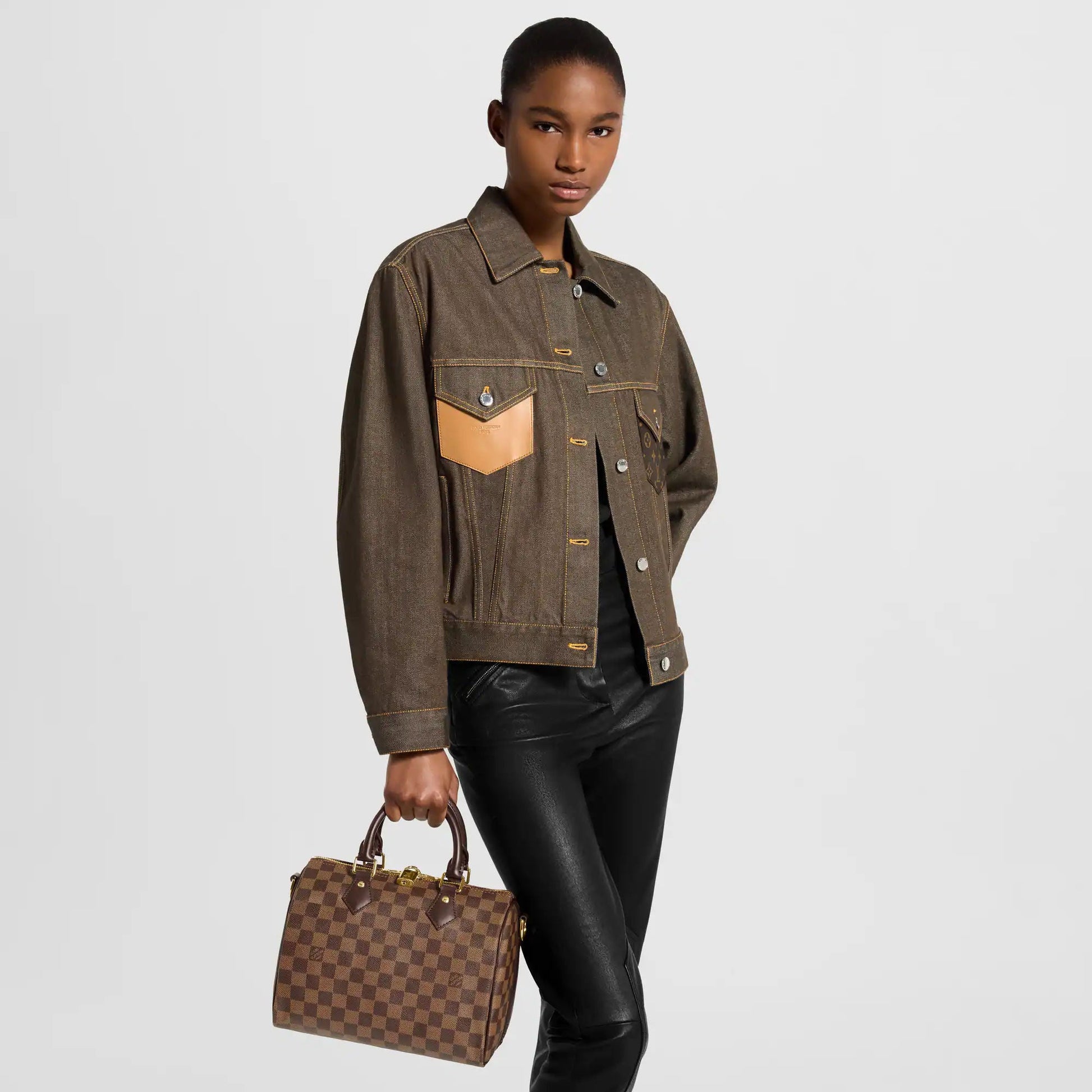 Women's Speedy Bandoulière 25 Damier Ebene Dark Chocolate Shoulder Bag