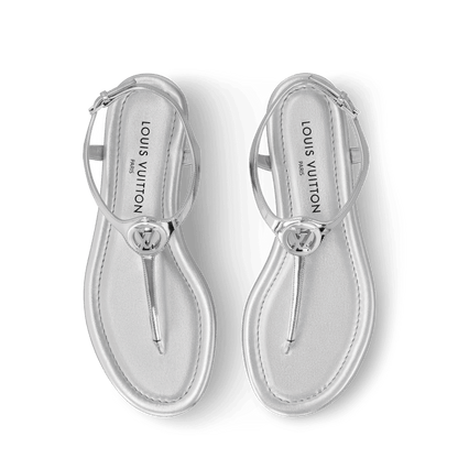 Women's Sunkiss Flat Sandal Silver Metallic Calf Leather 1AHNZ2