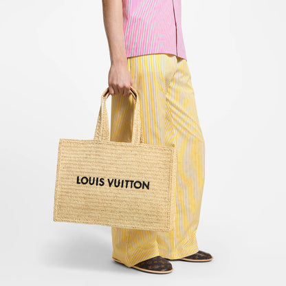 Summer Shopper Tote MM Raffia Natural Beige