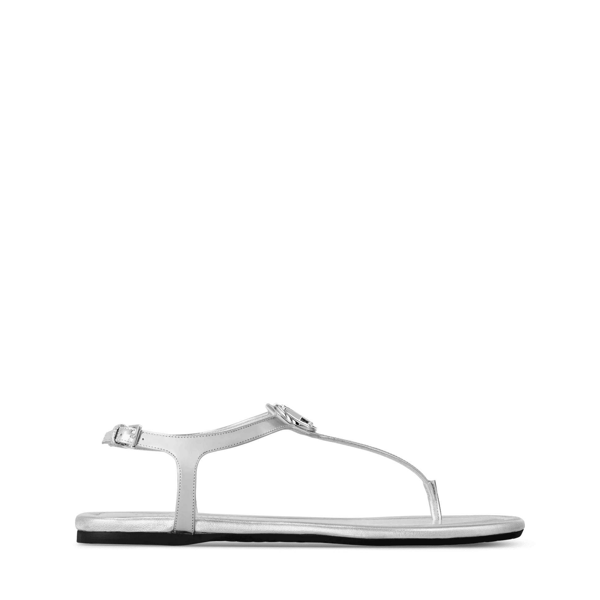 Women's Sunkiss Flat Sandal Silver Metallic Calf Leather 1AHNZ2