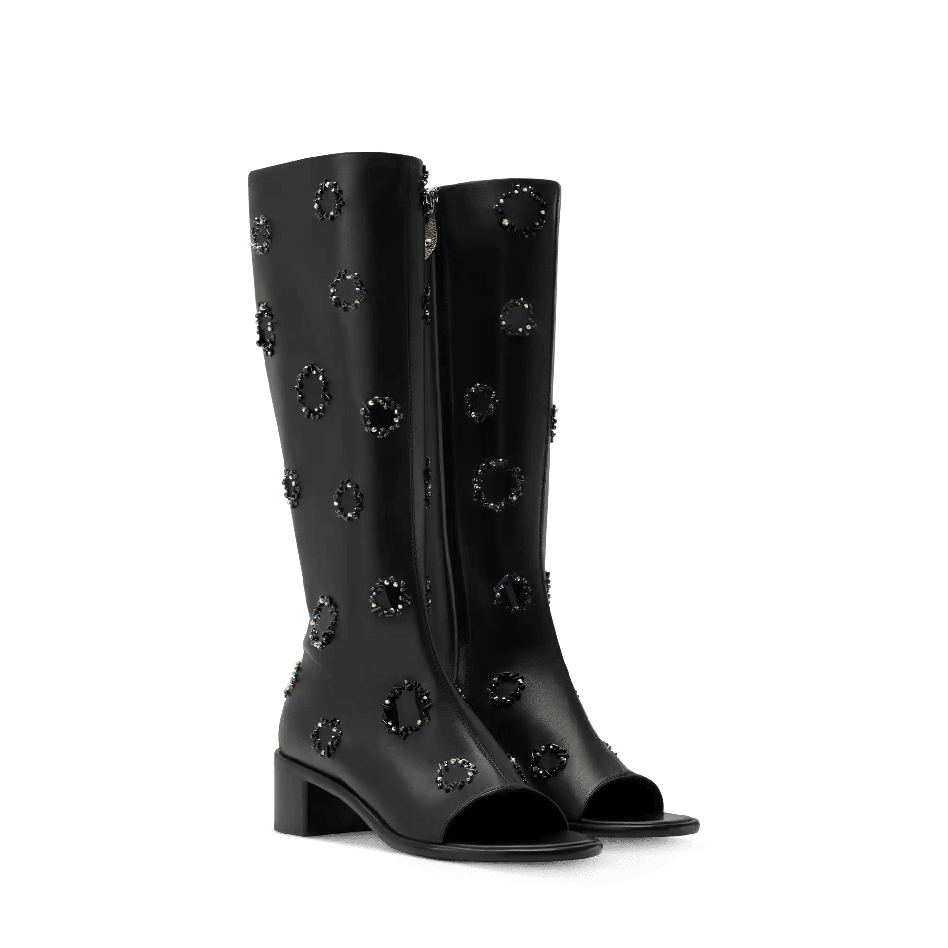 Women's Talisman Open Toe High Boot Black Lambskin 1AJOGC