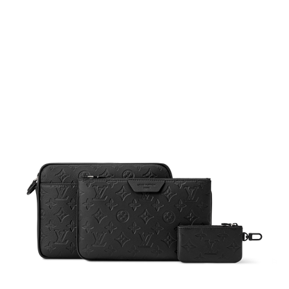 Trio Messenger Monogram Shadow Calf Leather Black Black-Tone Hardware
