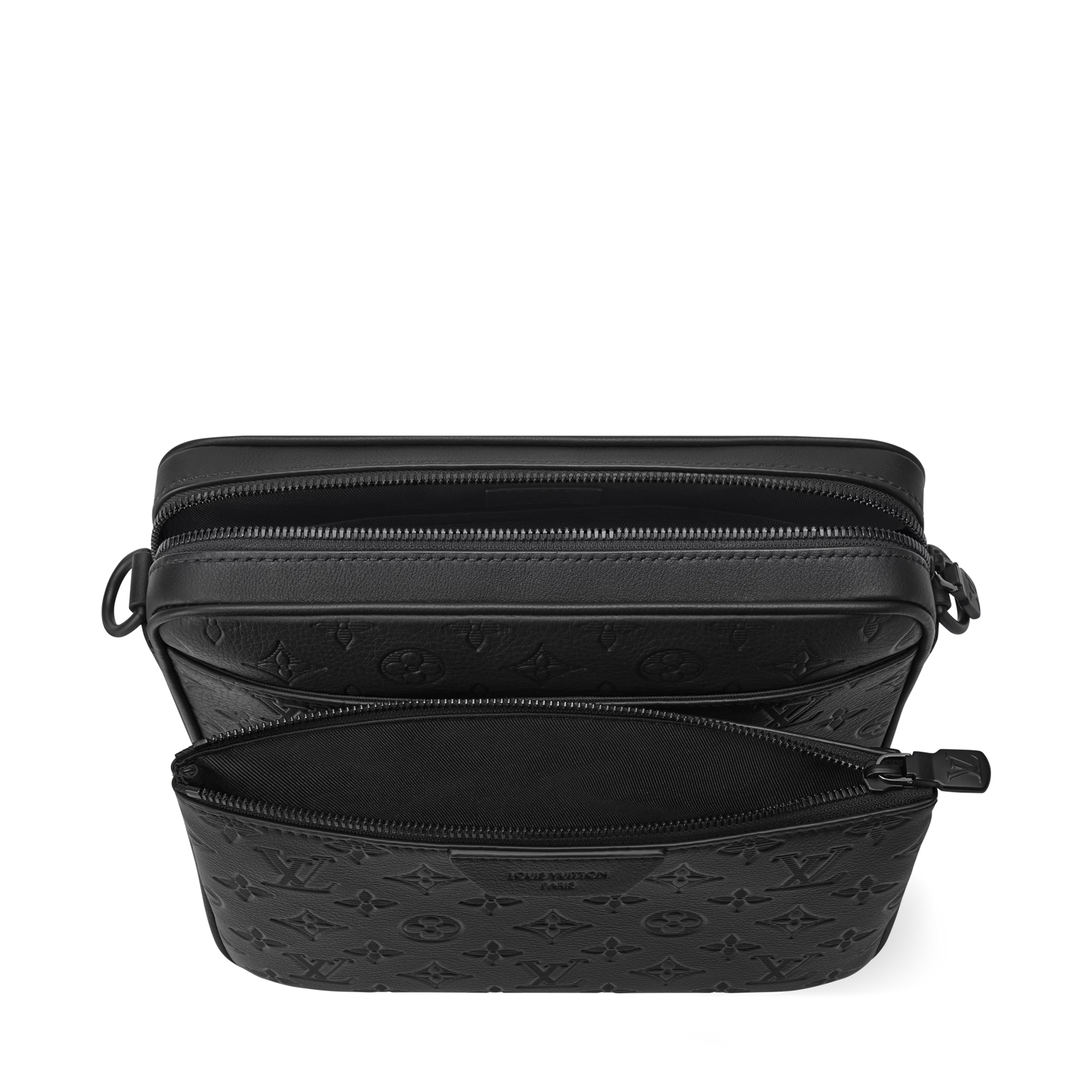 Trio Messenger Monogram Shadow Calf Leather Black Black-Tone Hardware