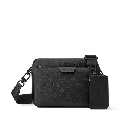 Trio Messenger Monogram Shadow Calf Leather Black Black-Tone Hardware