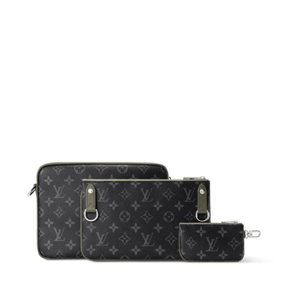 Men's Trio Messenger Bag Monogram Eclipse Canvas Khaki