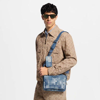 Men's Trio Messenger Bag Indigo