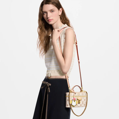 Women's Vanity Chain Pouch Monogram Dune Canvas Chain Wallet