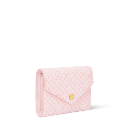 Victorine Wallet Minigram Calfskin Leather Light Bliss Gold-Toned Hardware