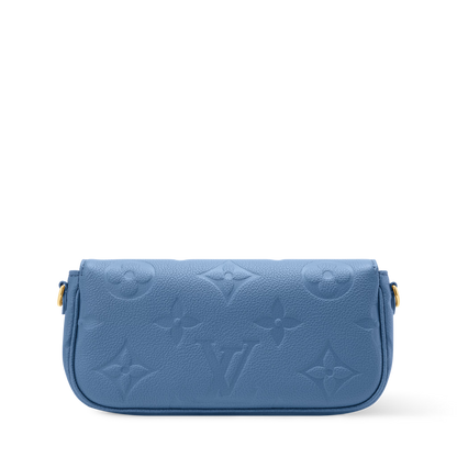 Wallet On Chain Ivy Blue Jean Monogram Empreinte Leather Gold-Toned Hardware