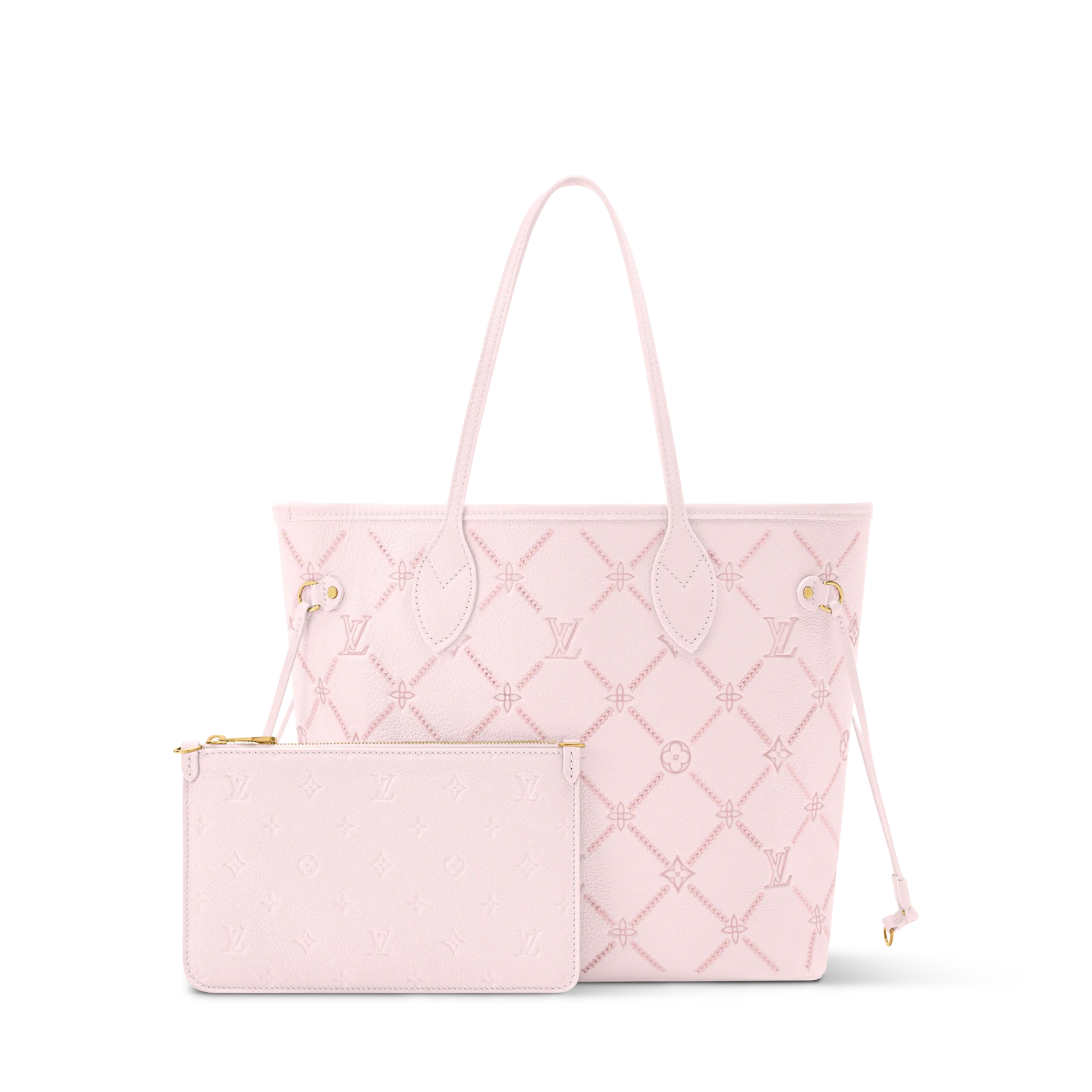Women's Neverfull MM Light Bliss Monogram Empreinte Leather Tote Bag M28527