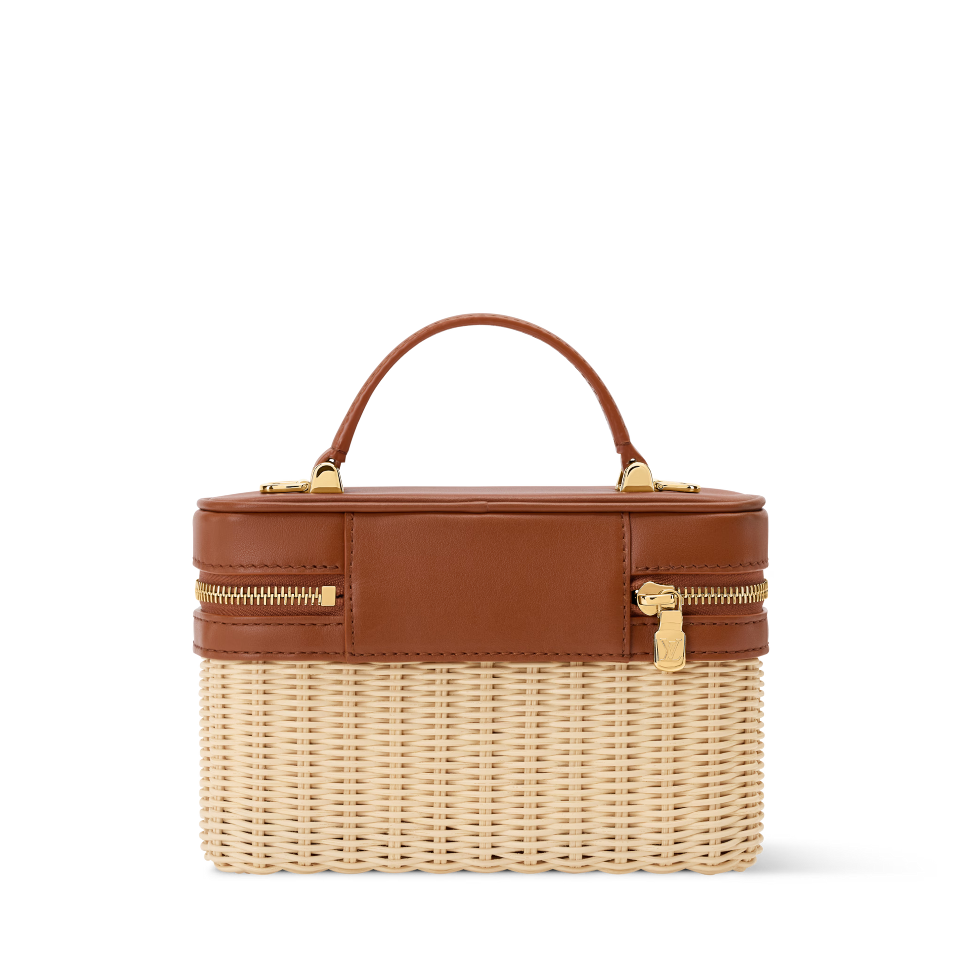 Women's Vanity Chain Pouch Rattan Leather Brown Chain Wallet