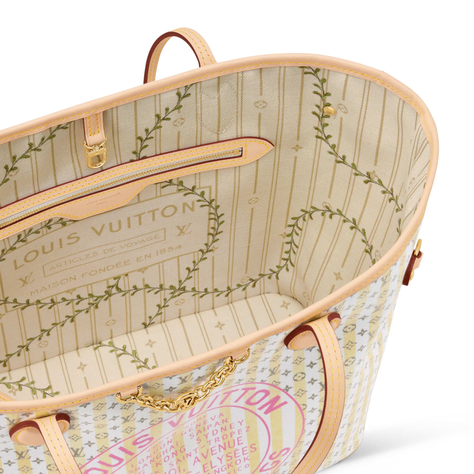 Women's Neverfull MM Banana Monogram Coated Canvas Tote Bag M28457