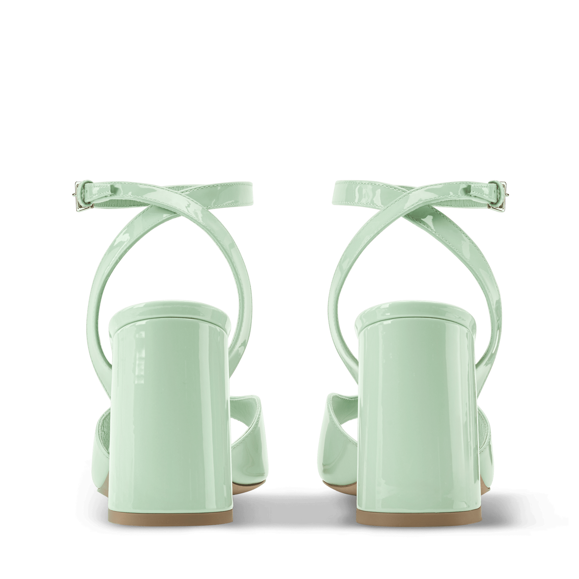 Women's Swing Open Back Water Green Patent Calf Leather Sandal 1AJKMH