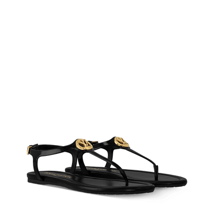 Women's Sunkiss Flat Sandal Black Patent Calf Leather 1AHKU7