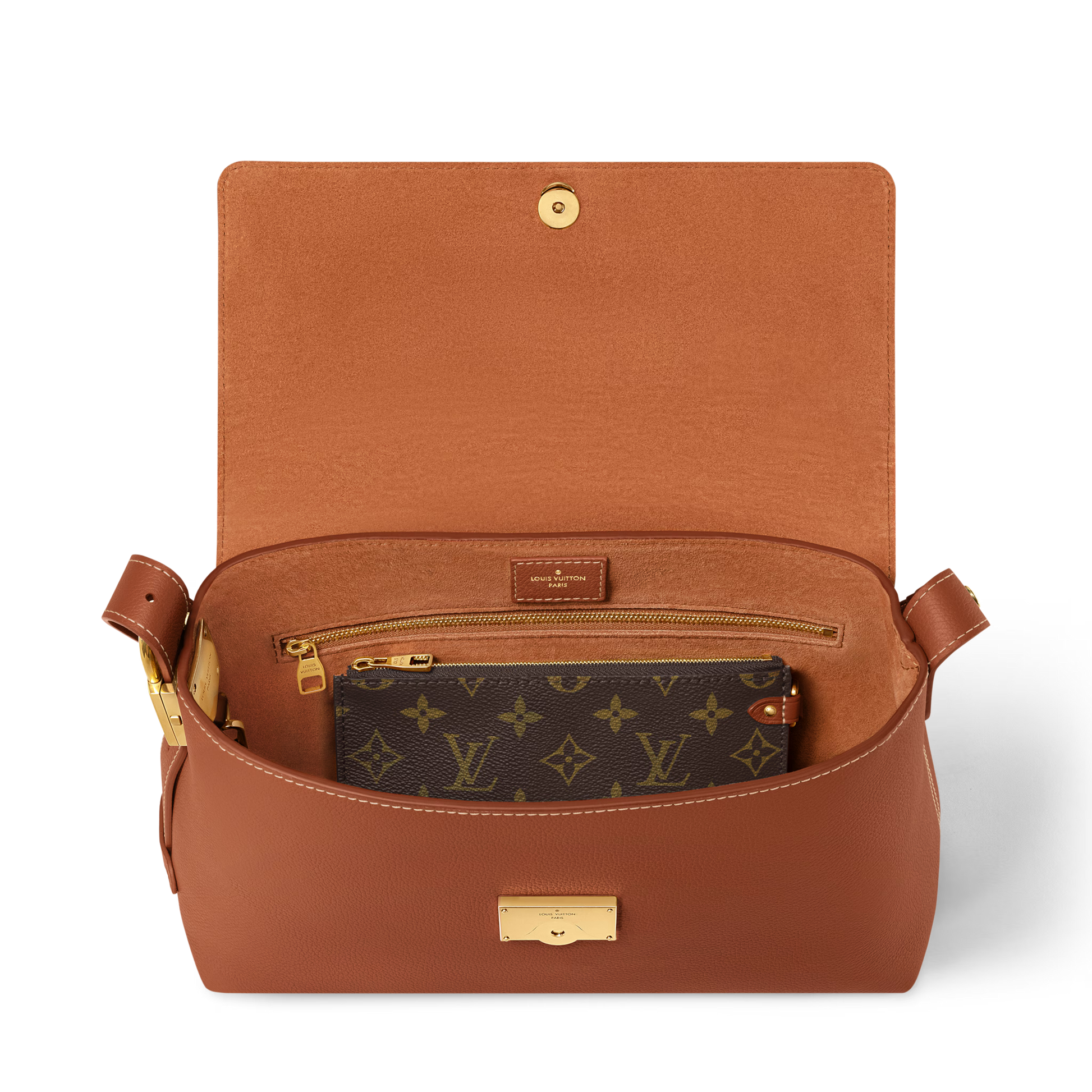 Women's Low Key Messenger Cognac Calfskin Leather Flap Bag M13151